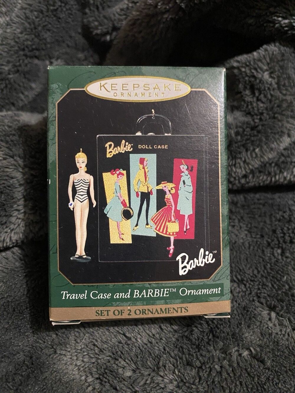 Hallmark 2000 Barbie Travel Case & Doll Keepsake Ornament Set New Open Box